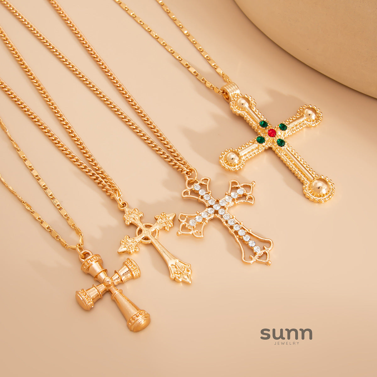 Ariyah Layered Pearl Cross Necklace [NOR7VI0X]