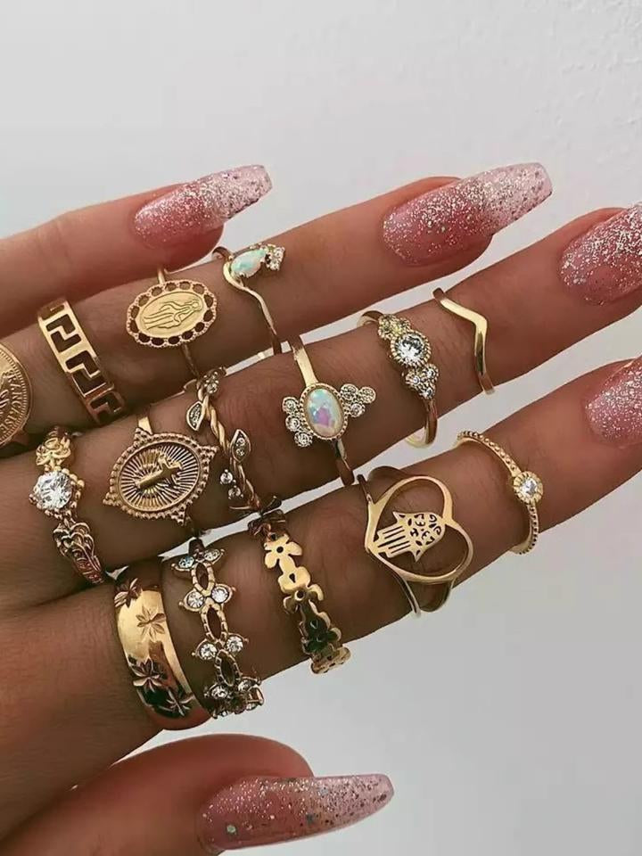 Ariyah Retro Stacking Ring Set [IR9UBLEI]
