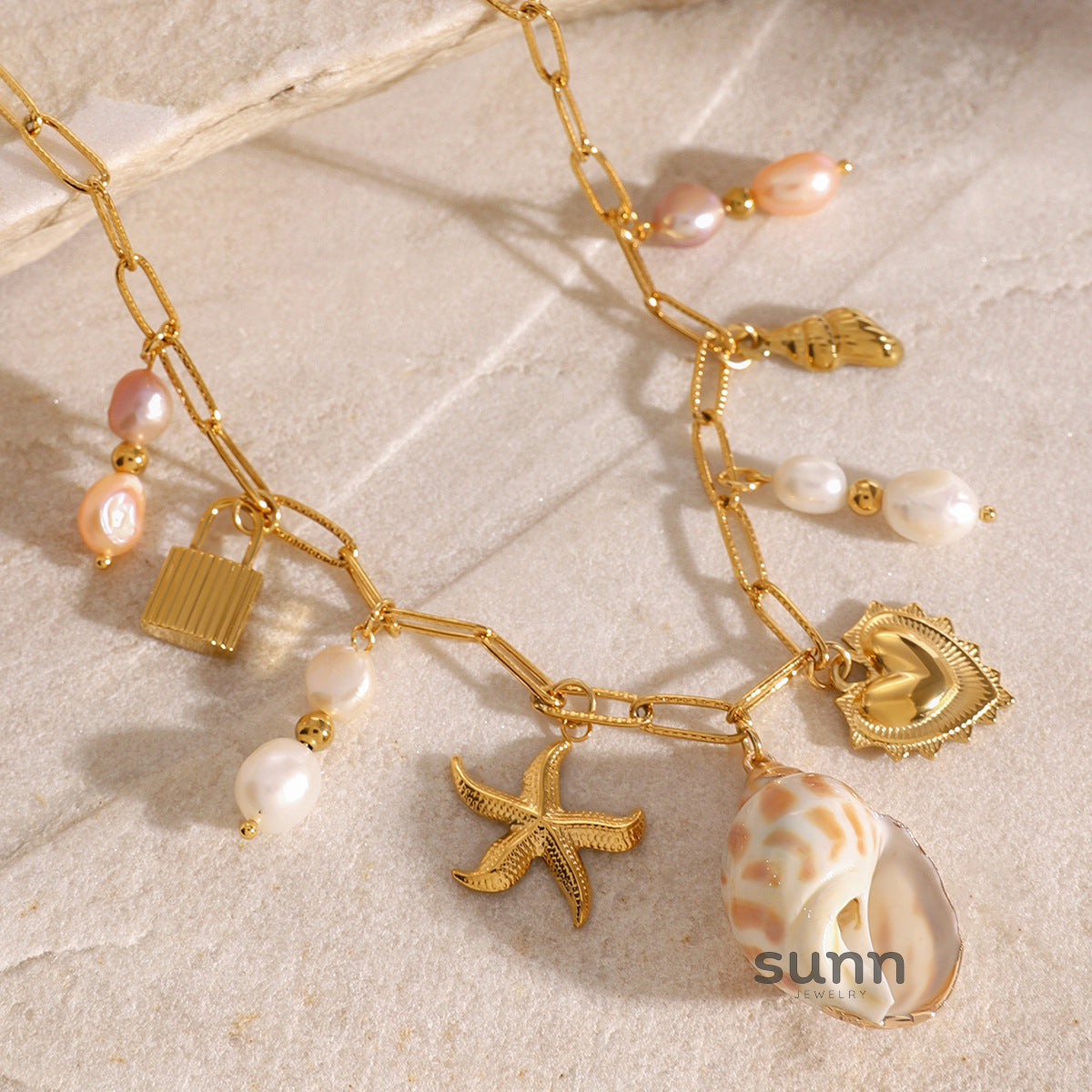 Arlo Pink Pearl Pendant Necklace [VJVWJM04]