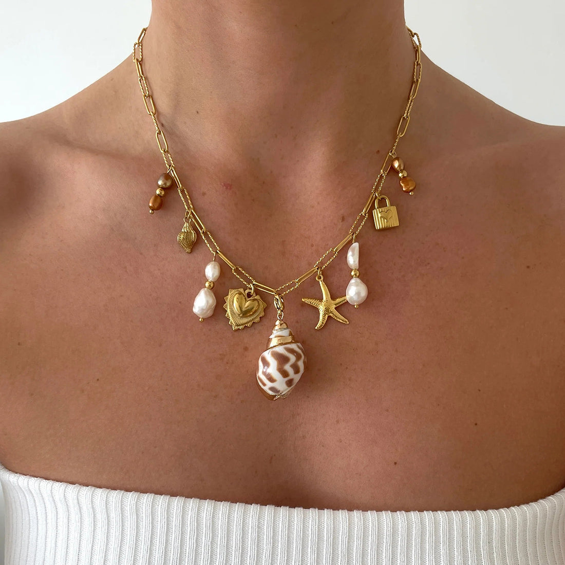 Arlo Pink Pearl Pendant Necklace [S84THWHP]