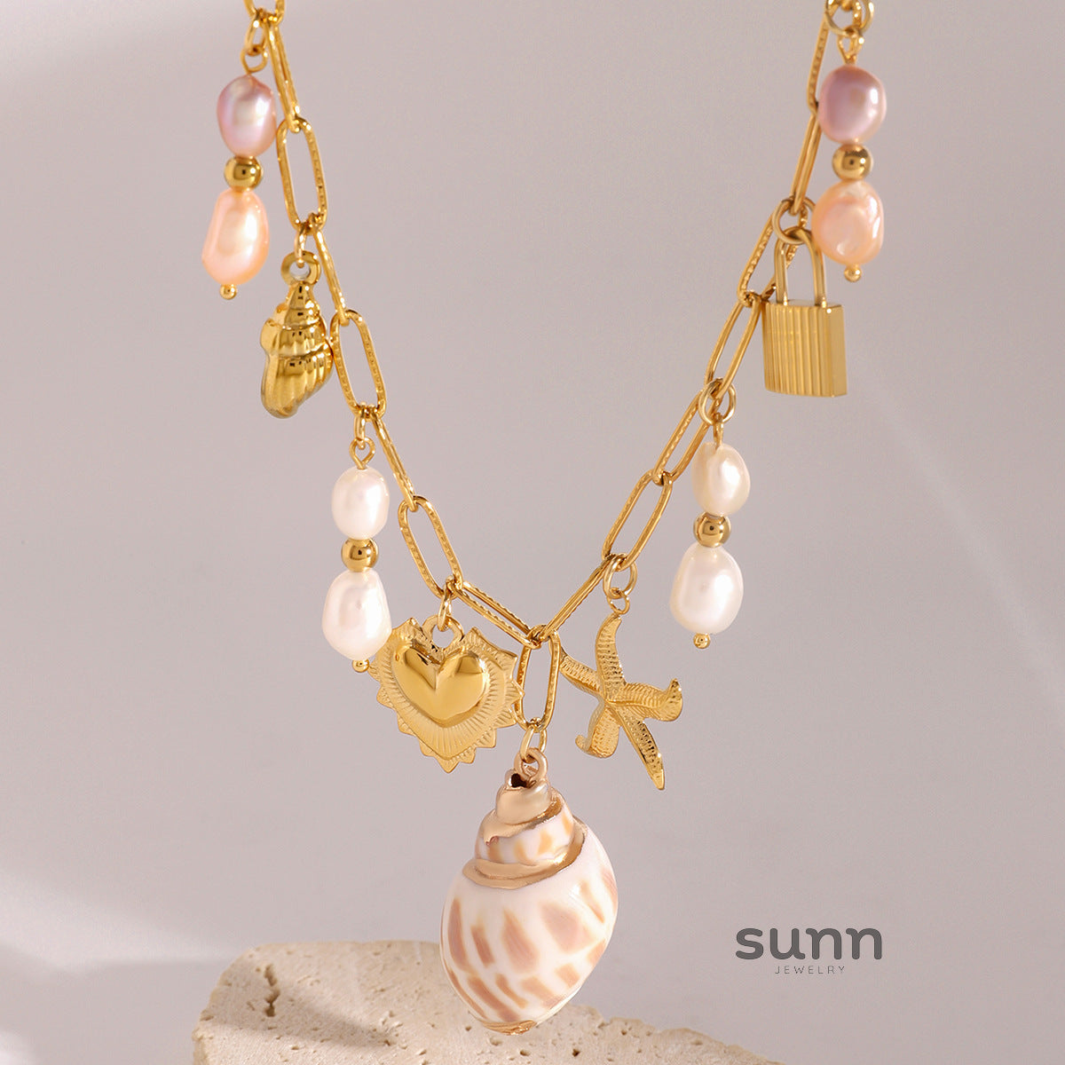 Arlo Pink Pearl Pendant Necklace [LV6GJ8E8]