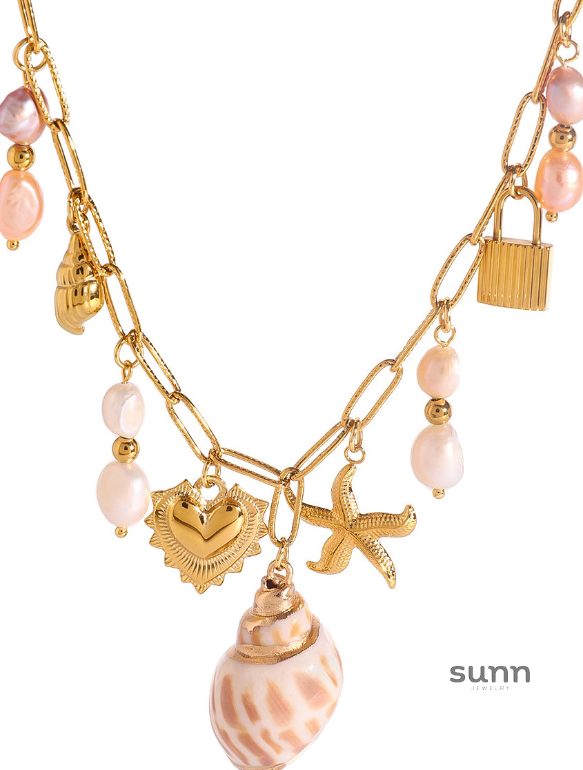 Arlo Pink Pearl Pendant Necklace [M7UA8LYR]