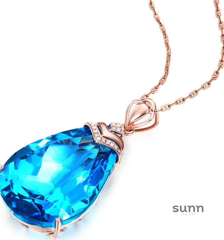 Arya Aquamarine Teardrop Necklace [7N6ACJZG]