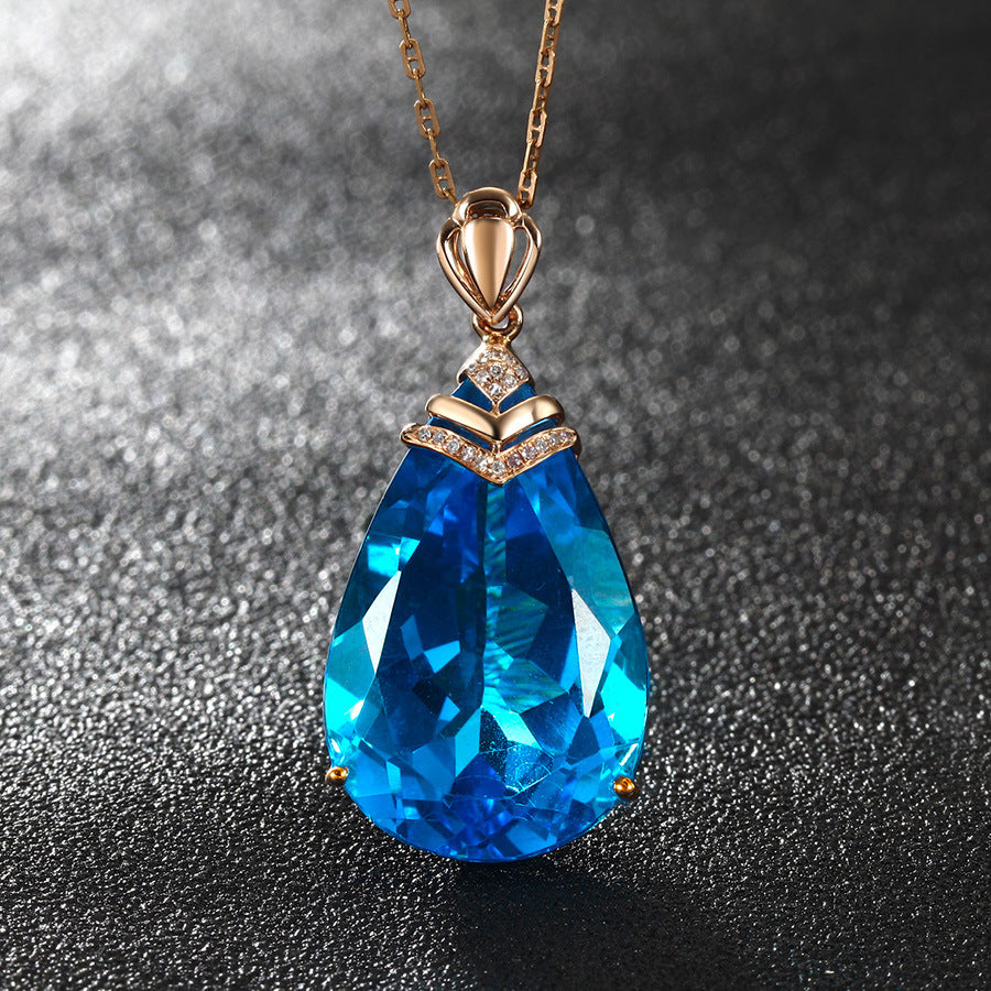 Arya Aquamarine Teardrop Necklace [864YP76Y]