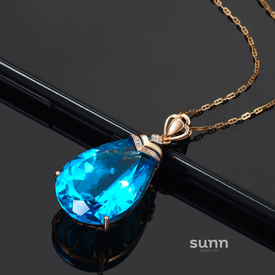 Arya Aquamarine Teardrop Necklace [Y6KTN5I5]