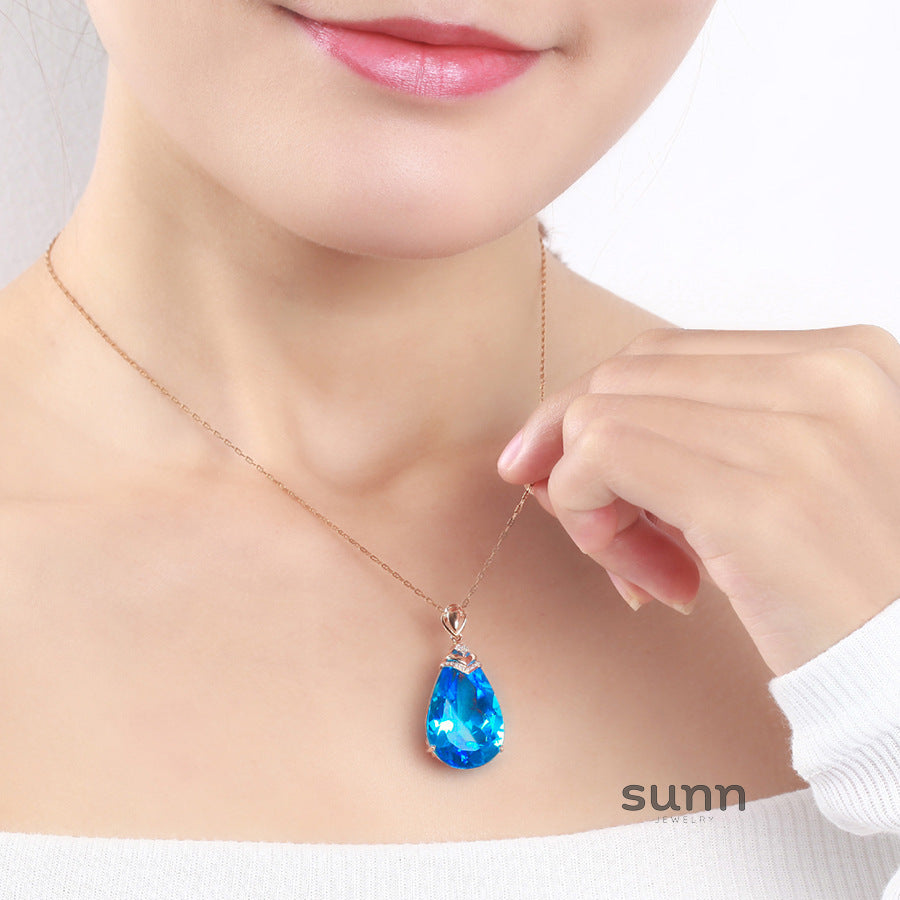 Arya Aquamarine Teardrop Necklace [864YP76Y]
