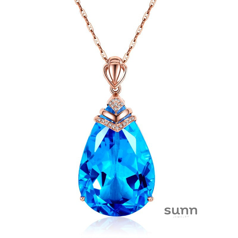 Arya Aquamarine Teardrop Necklace [PVDX7QE1]