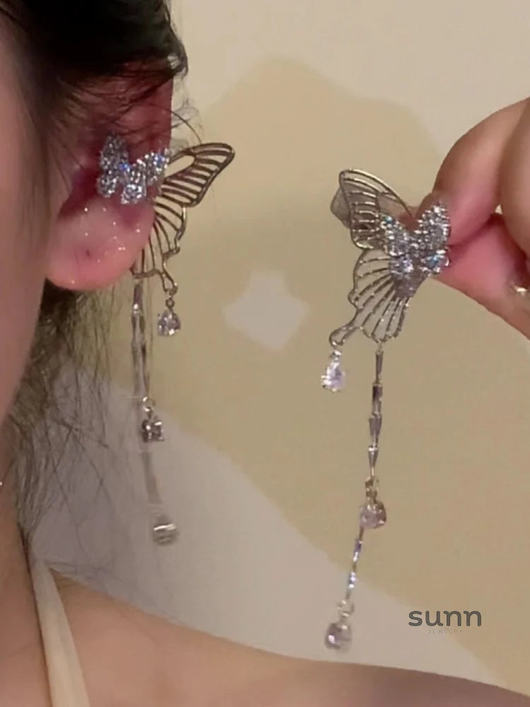 Aryia Sparkle Butterfly Tassel Earring