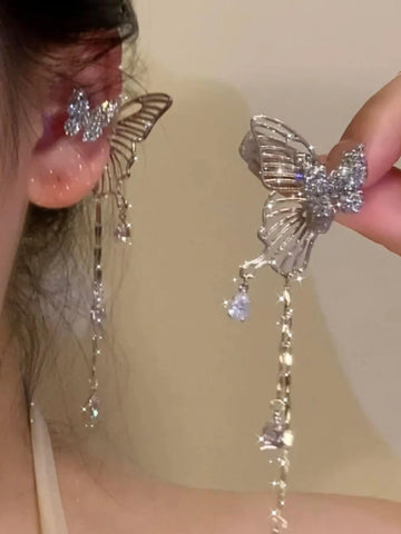 Aryia Sparkle Butterfly Tassel Earring
