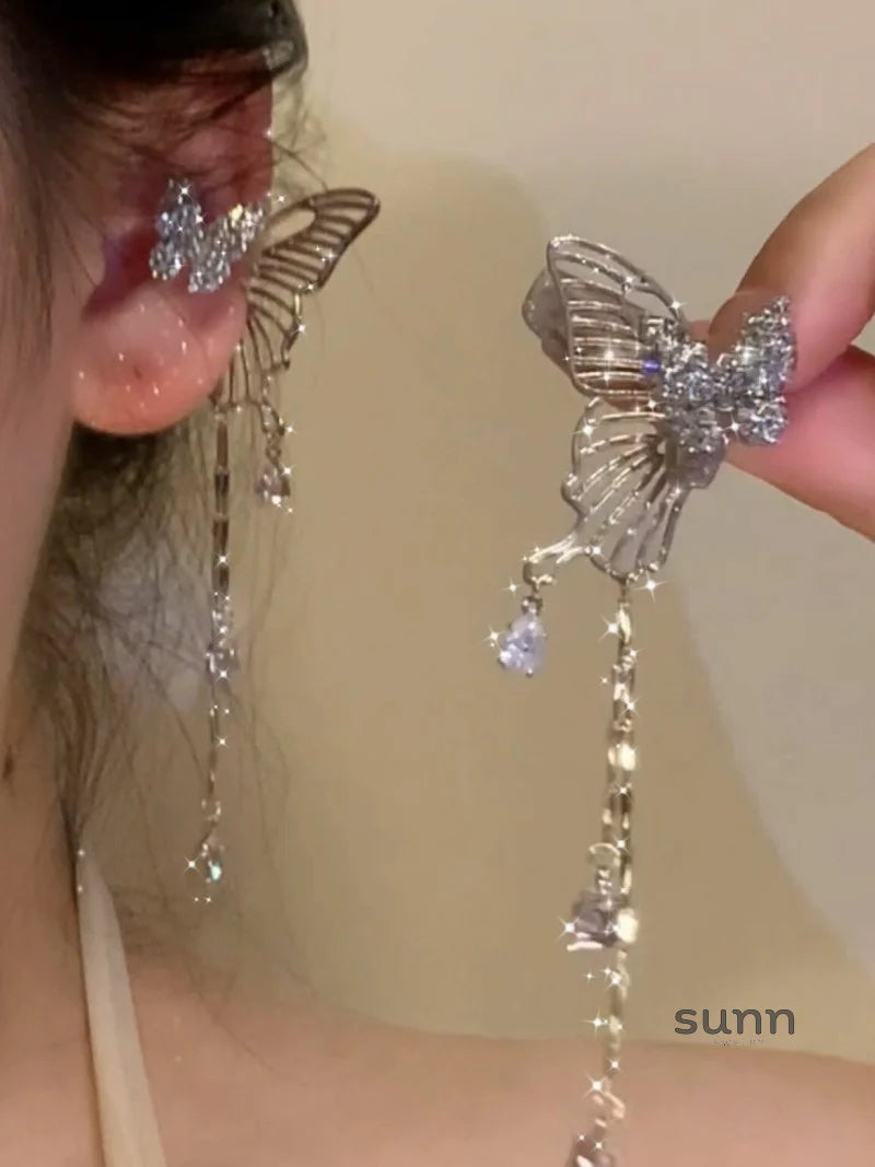 Aryia Sparkle Butterfly Tassel Earring