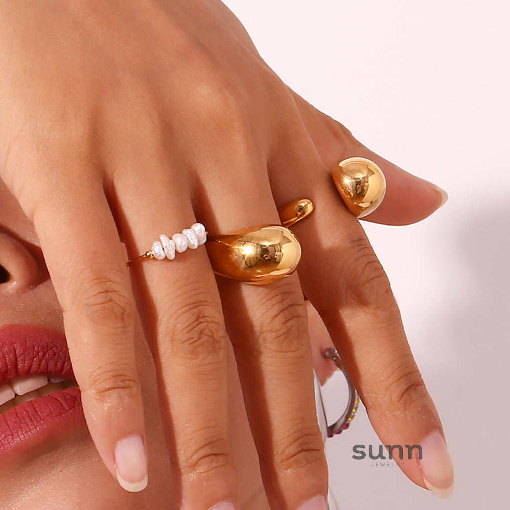 Asa Gold Retro Rings [I98GFHNL]