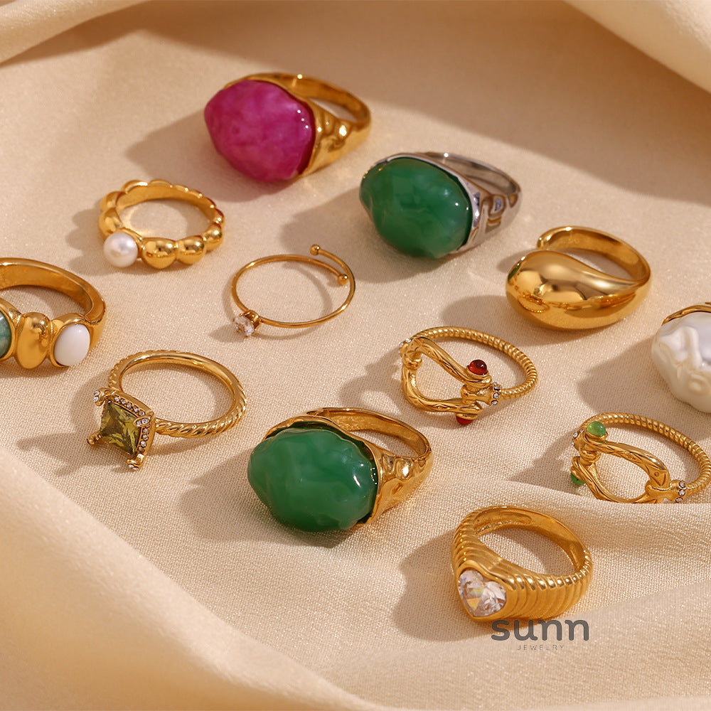Asa Gold Retro Rings [J8JDFQBJ]