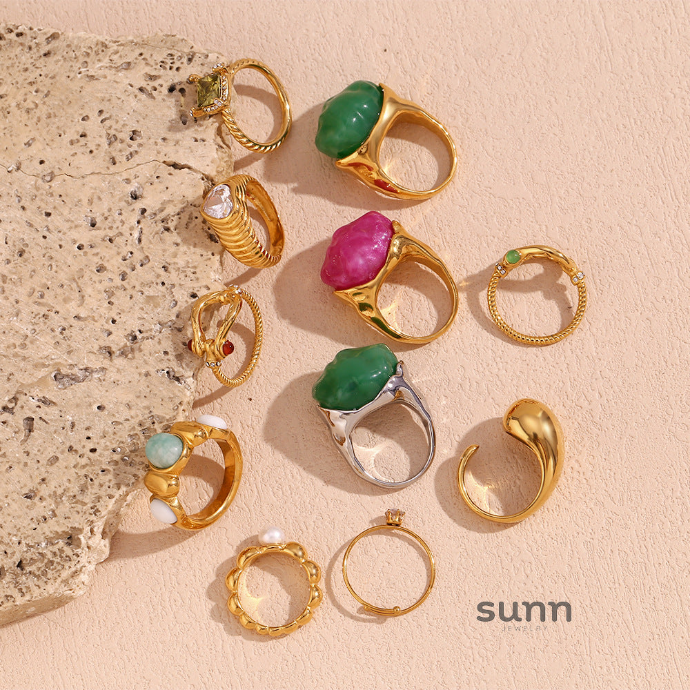 Asa Gold Retro Rings [HL052S5E]