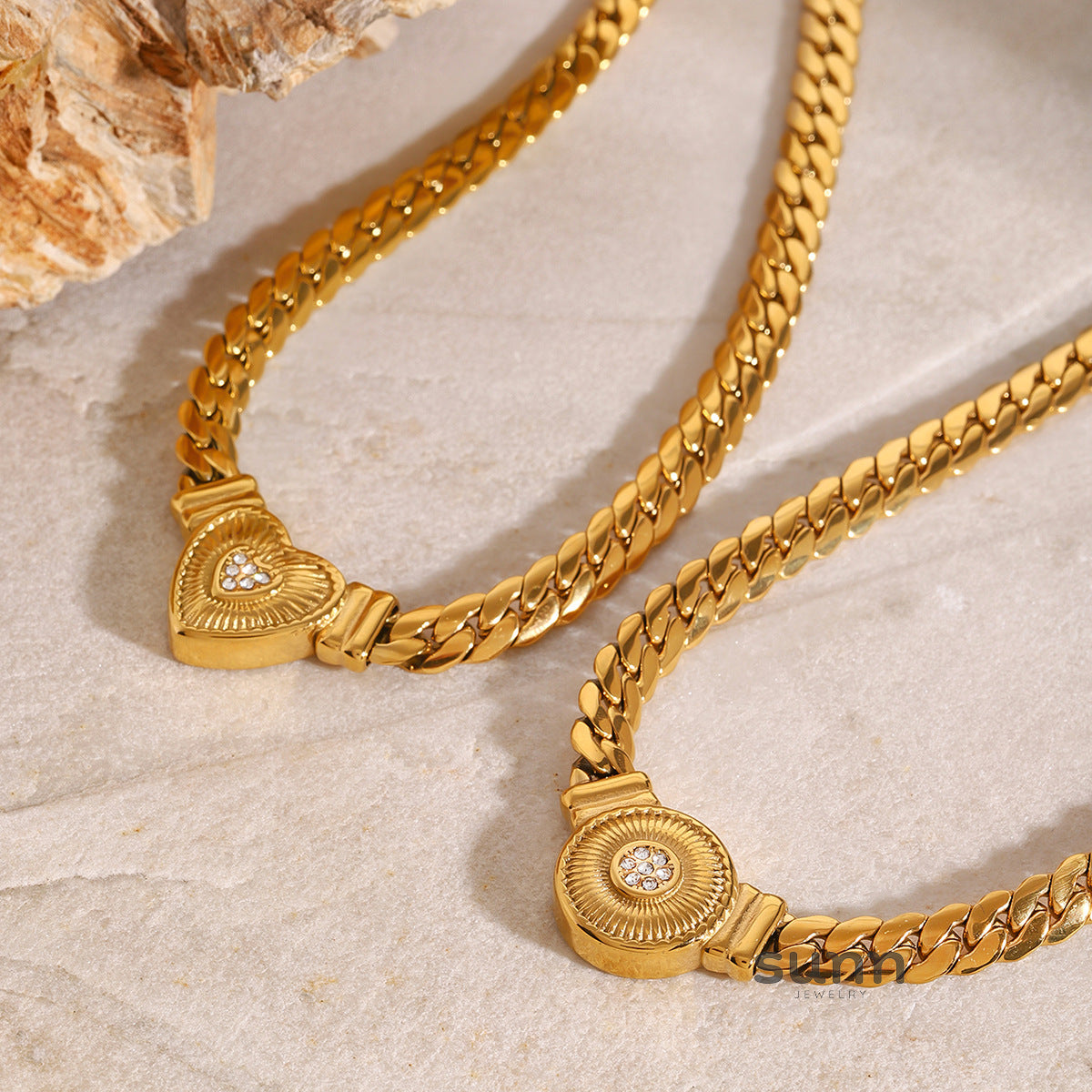 Asha Diamond Heart Clavicle Chain [IZSNT331]
