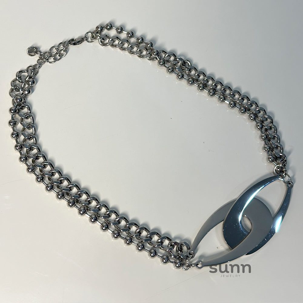 Ashely Geometric Layered Necklace [HR7J558N]