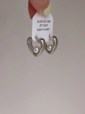 Asher Pearl Heart Drop Earrings