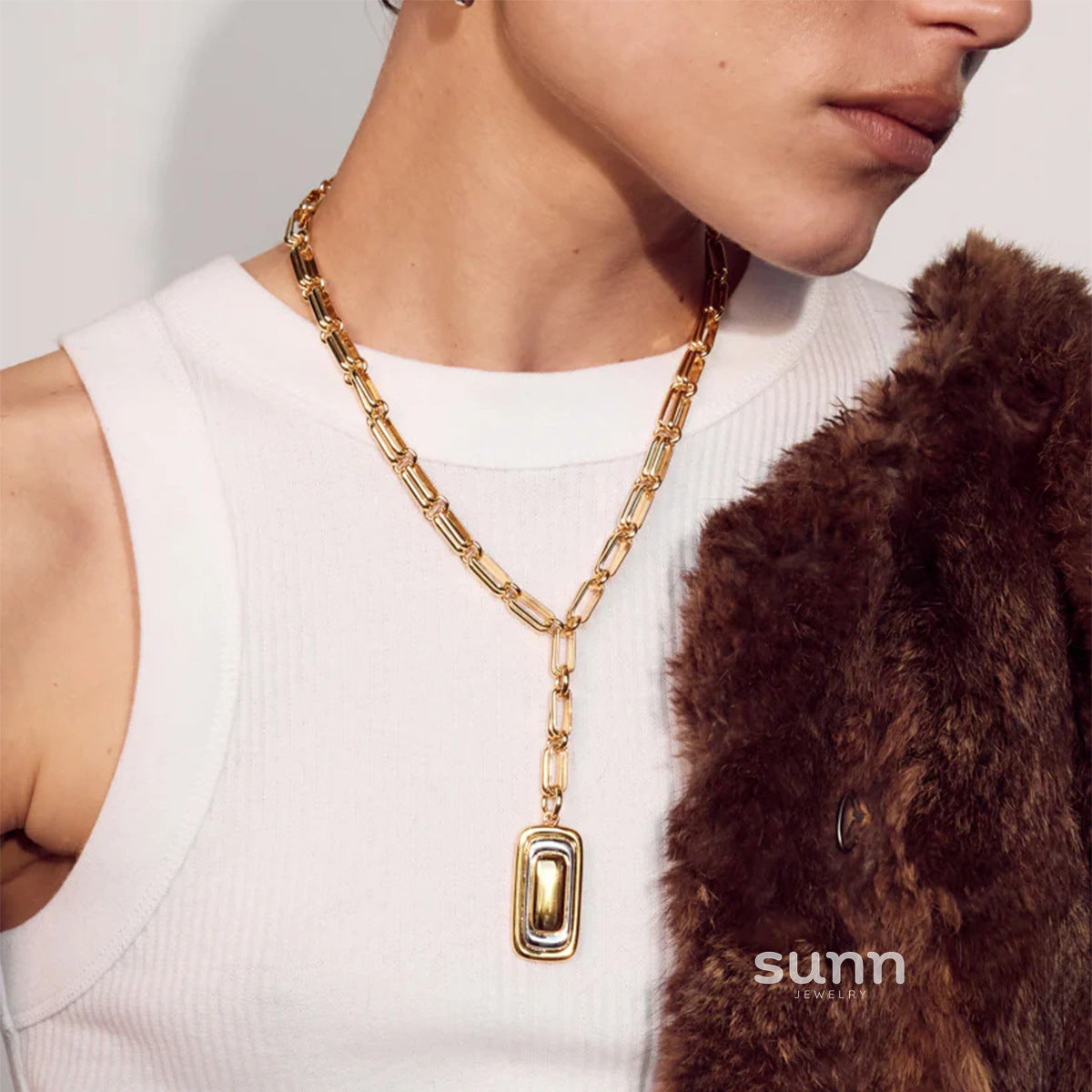Ashlynn Geometric Couple Necklace [D6DVJRWN]