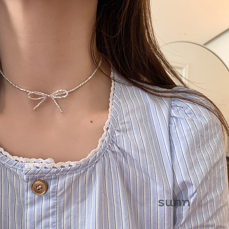 Ashtyn Glitter Bow Necklace [RJF21DOV]
