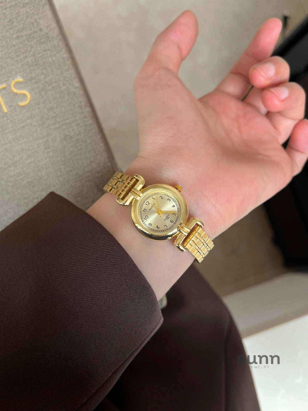 Asia Gold Tone Square Watch [W2HEB1MV]