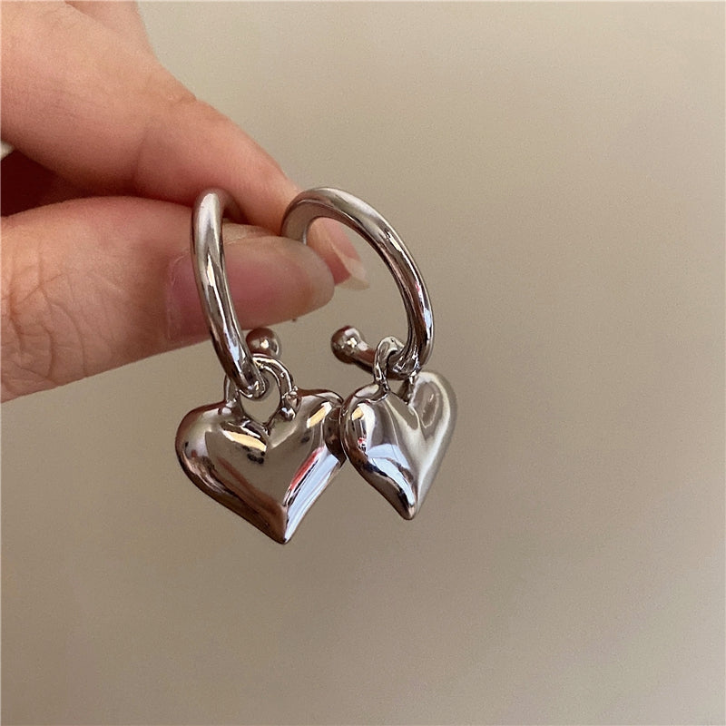 Aspen Silver Heart Hoops [NCS4S5KO]