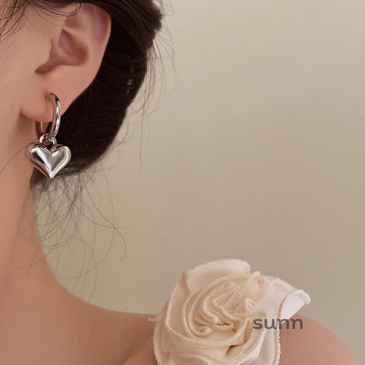 Aspen Silver Heart Hoops [U36QHWJW]