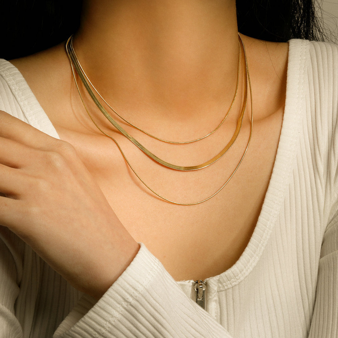 Astoria Layered Snake Chain Necklace [SU4A5K0B]