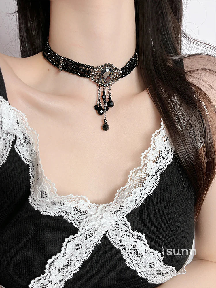 Athena Black Crystal Choker