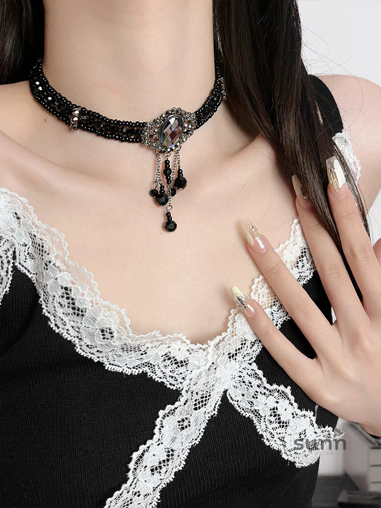 Athena Black Crystal Choker