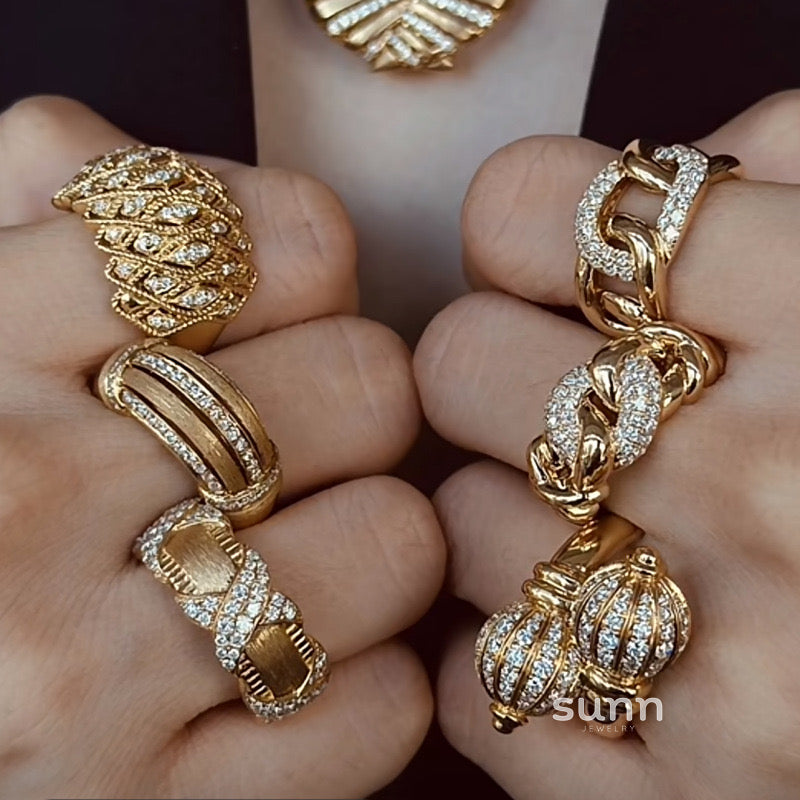 Athziri Gold Ripple Ring [E8ZOPKPI]