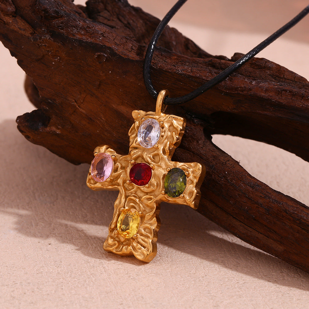 Atlas Hammered Cross Cord Necklace [2HIEKZ5K]