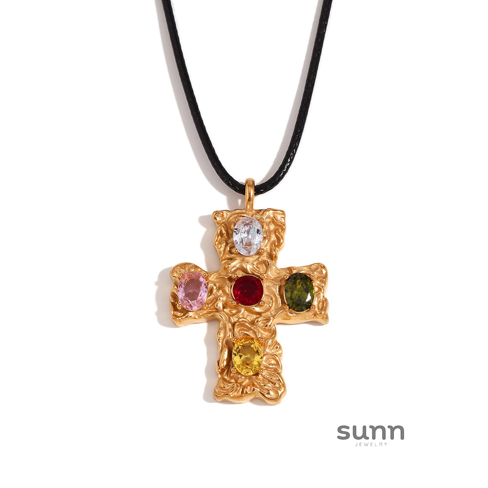 Atlas Hammered Cross Cord Necklace [SDFLHP1K]