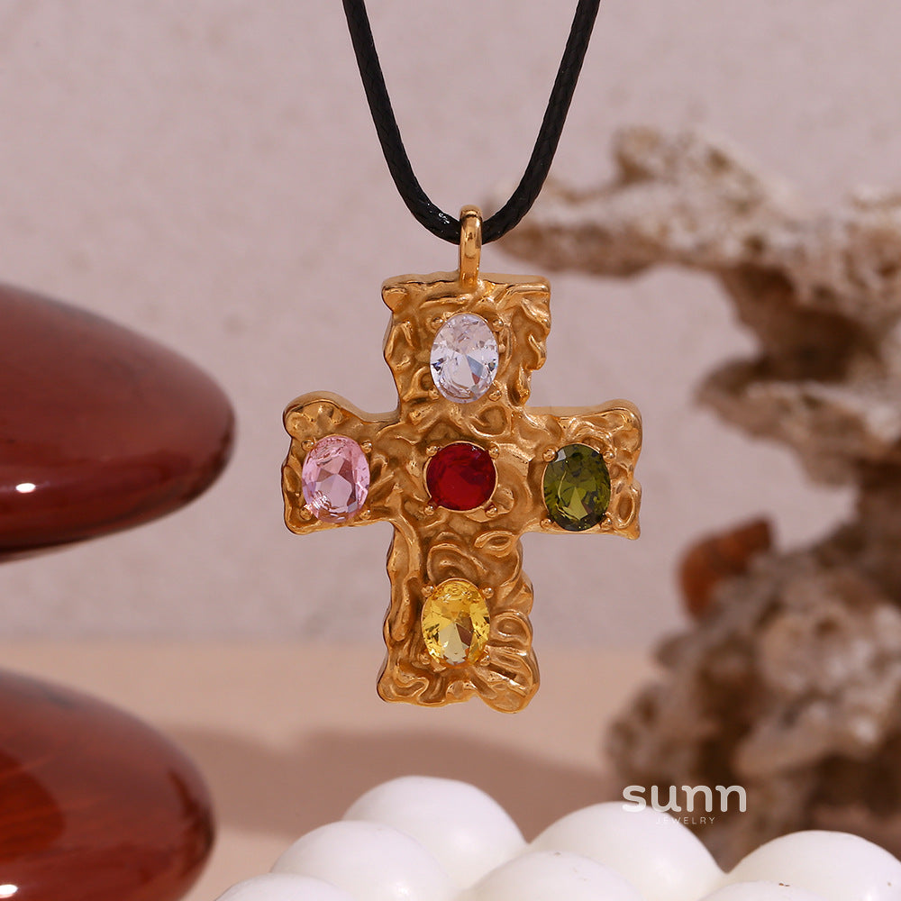 Atlas Hammered Cross Cord Necklace [2HIEKZ5K]