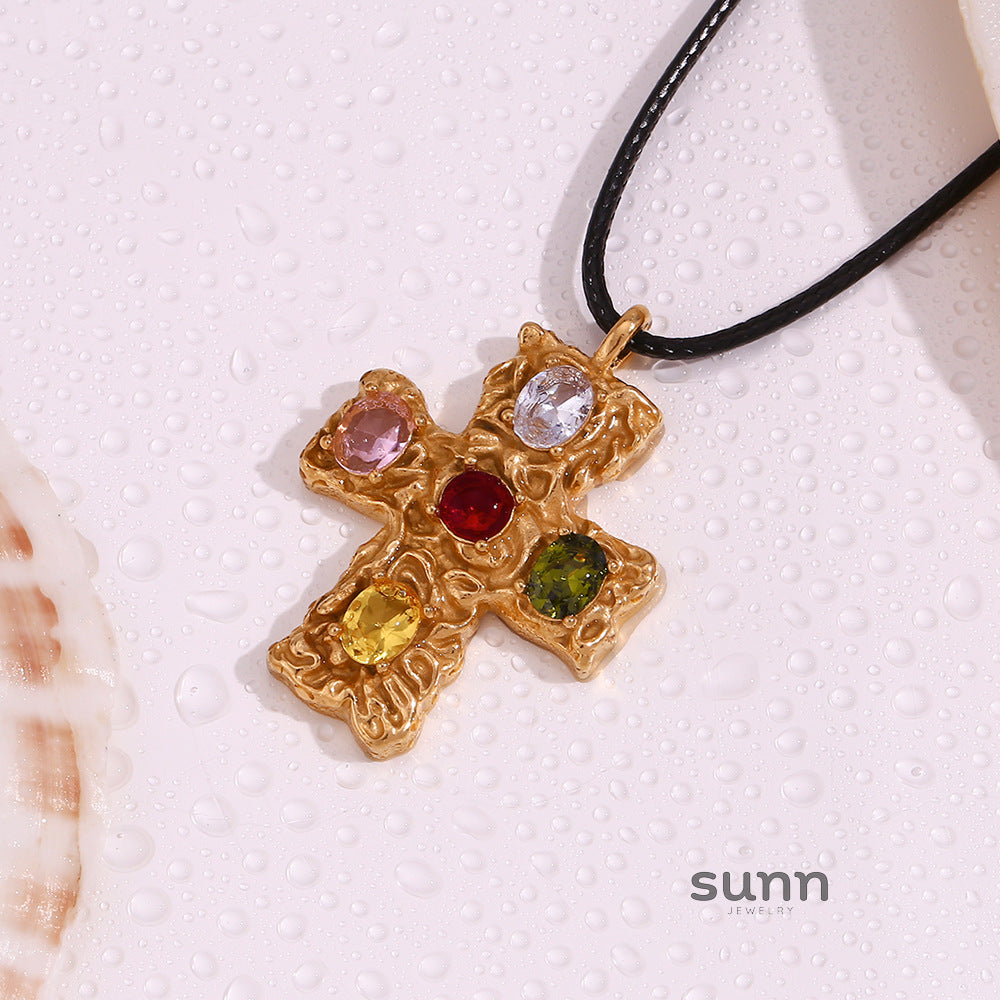 Atlas Hammered Cross Cord Necklace [R83HCANR]