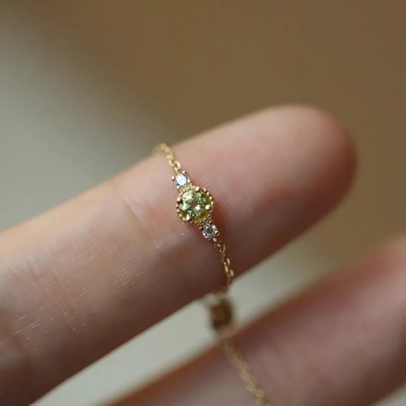 Aubreigh Dainty Olive Chain Ring
