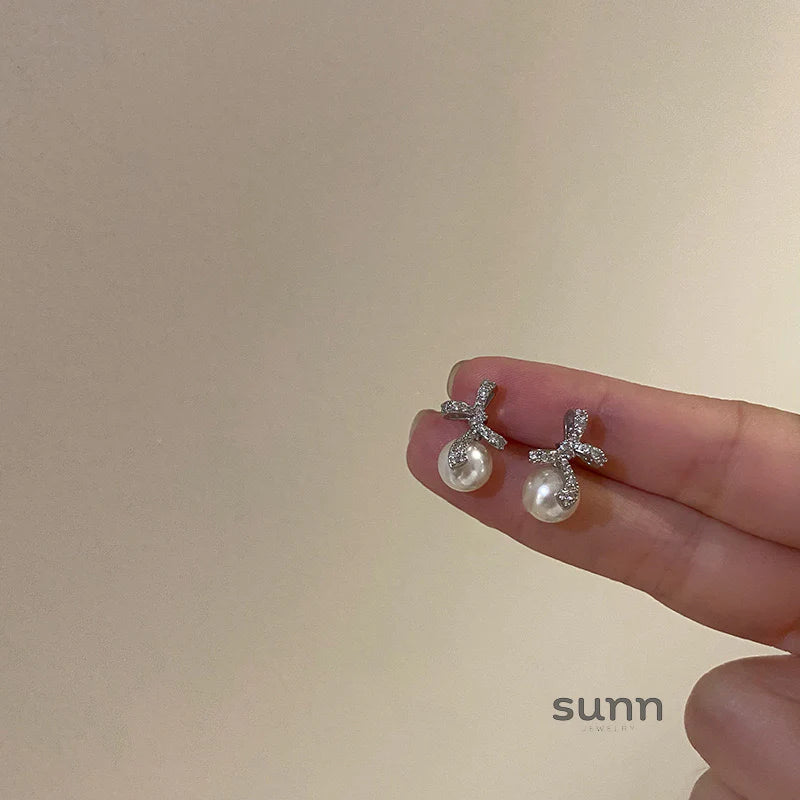 Aubreigh Pearl Bow Studs