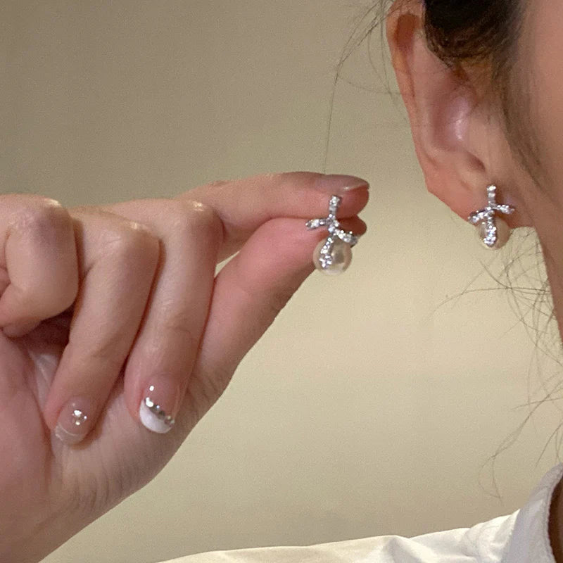 Aubreigh Pearl Bow Studs