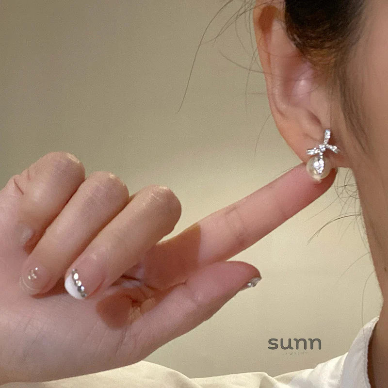 Aubreigh Pearl Bow Studs