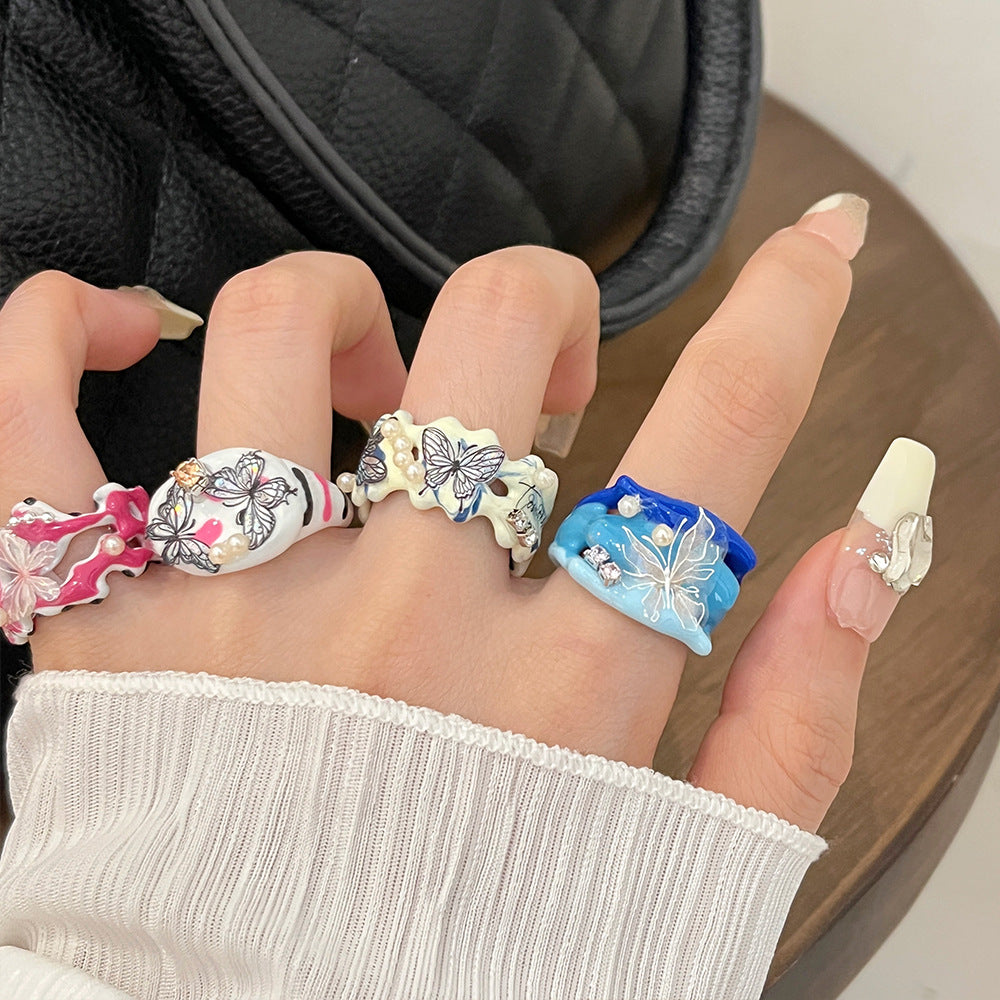 Auburn Colorful Butterfly Ring [HNNCML5S]