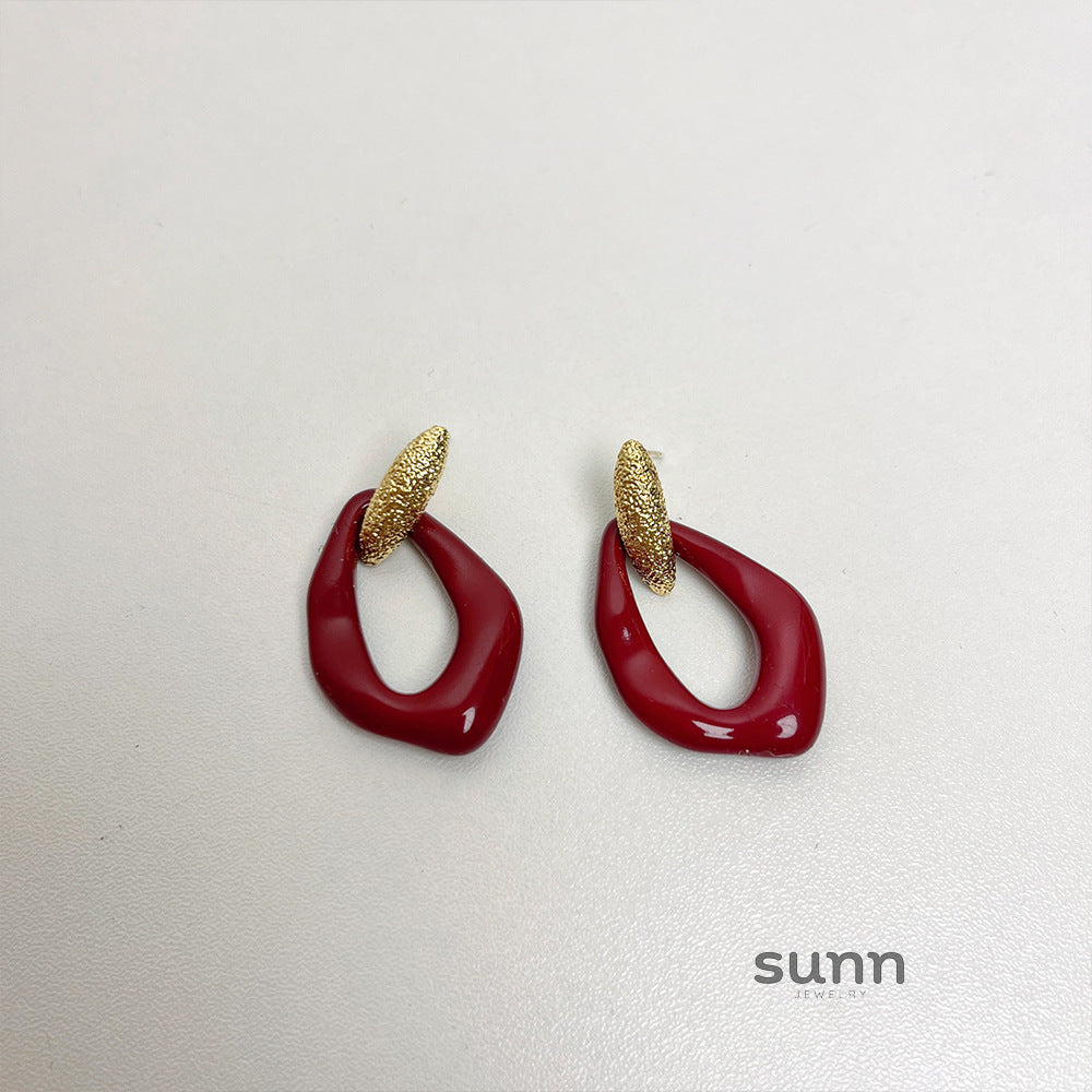Audra Asymmetric Enamel Earrings [EWOMPART]