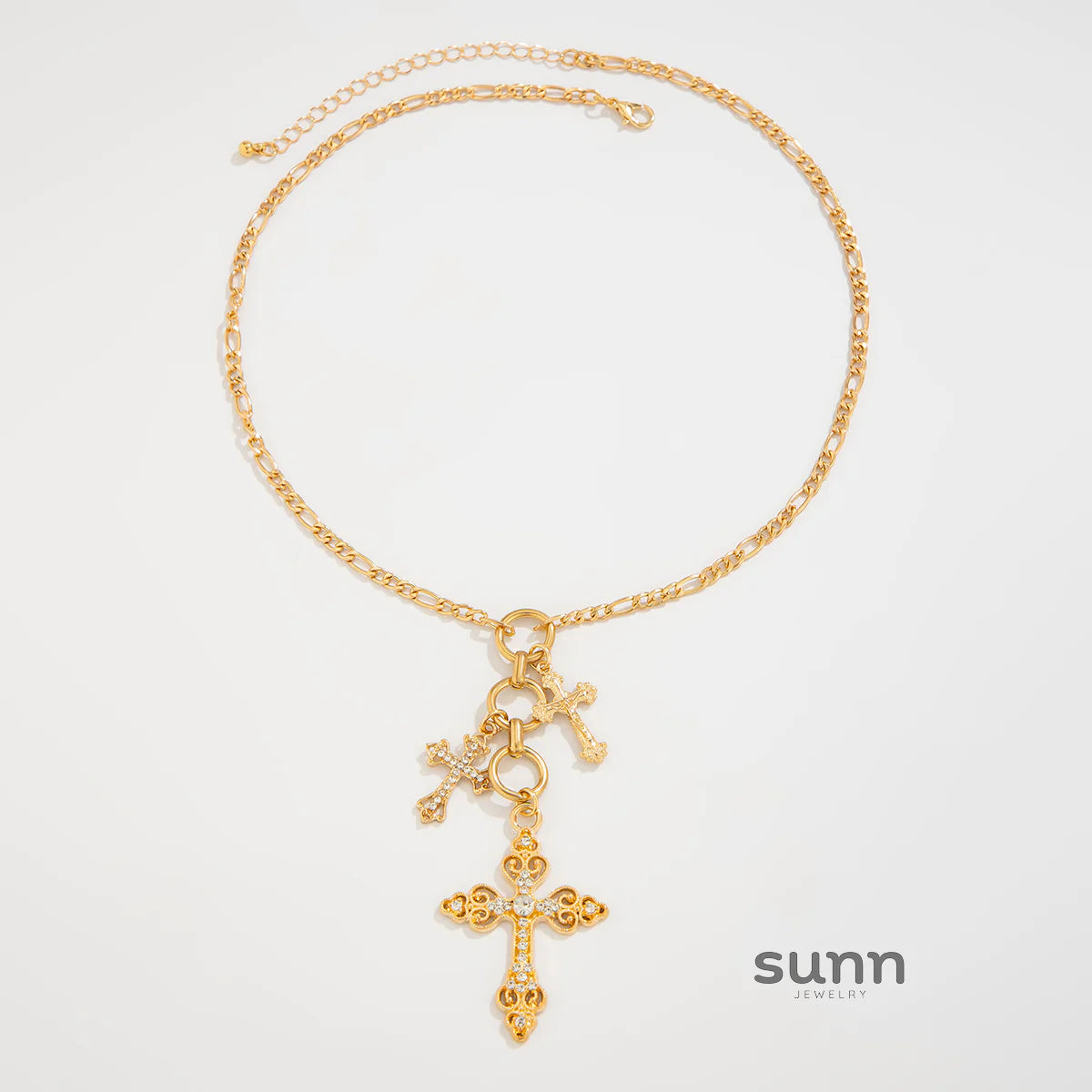 Aundrea Gold Tassel Cross Necklace