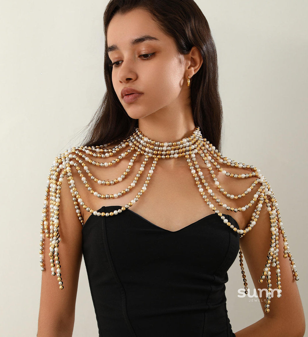 Aurianna Pearl Tassel Shoulder Chain [QE10UVYH]