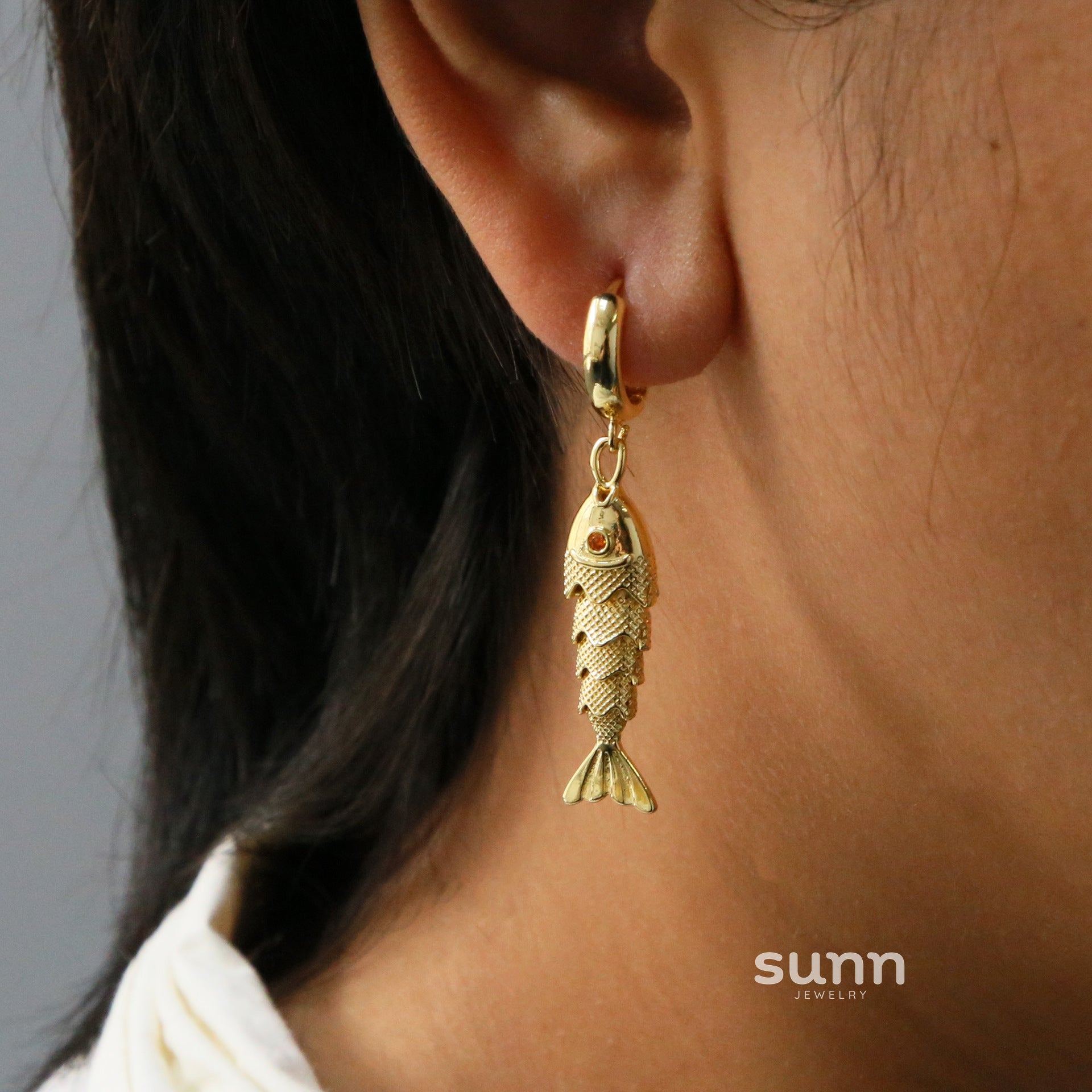 Aurie Gold Koi Hoop Earrings [HV6QYSAL]