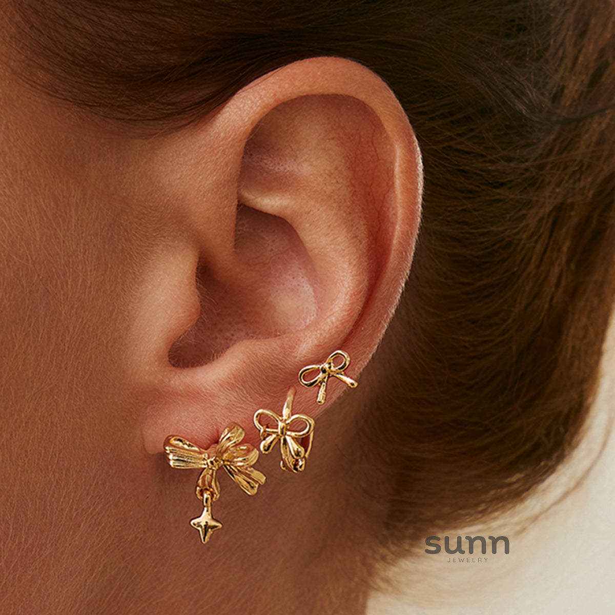 Aurorah Delicate Bow Ear Cuff Set [I2MUO53C]