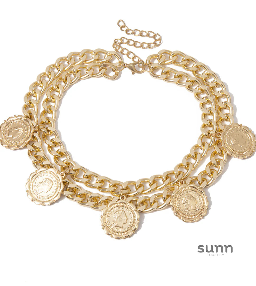 Avalee Embossed Medallion Necklace