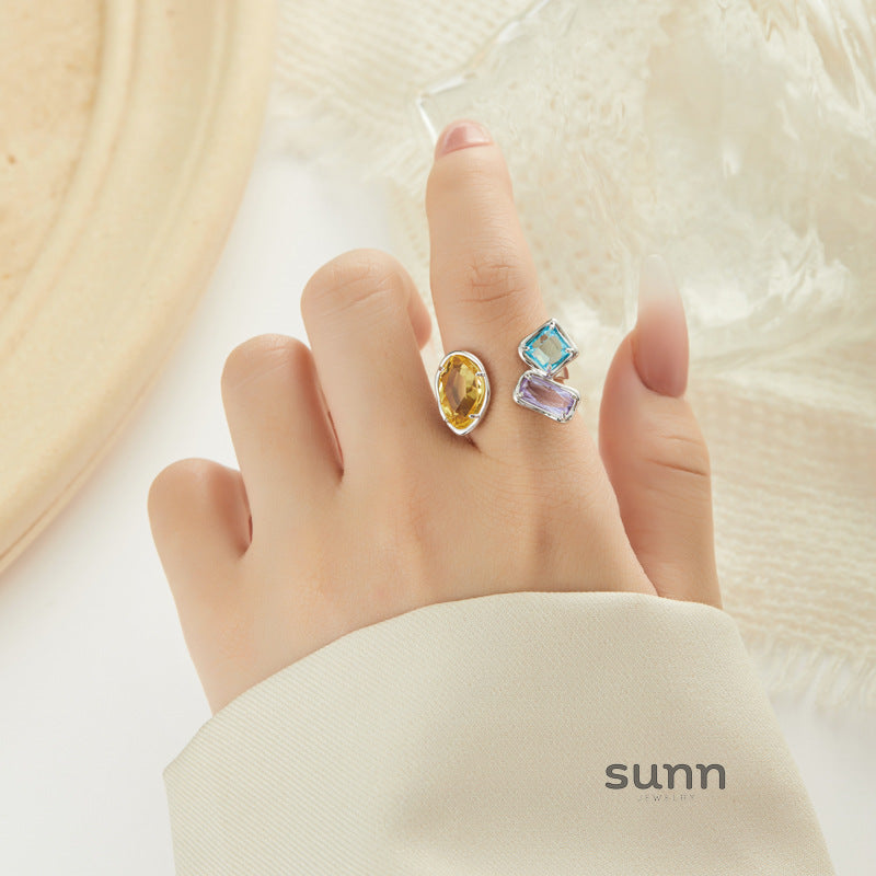 Avelina Irregular Crystal Open Ring [13W2SS2J]