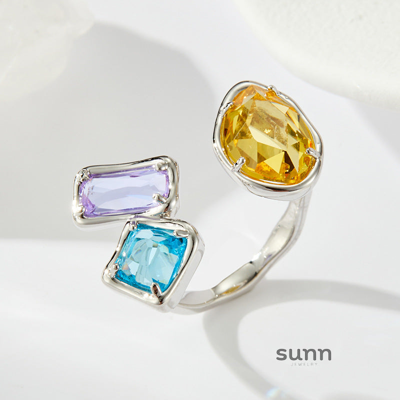 Avelina Irregular Crystal Open Ring [D3ZVKB5S]
