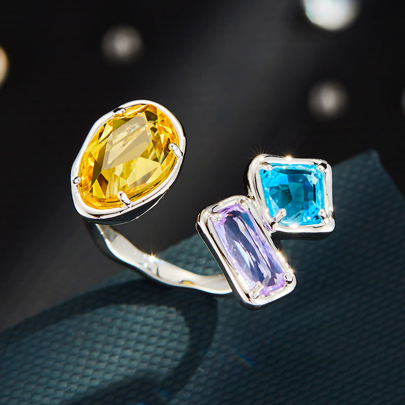 Avelina Irregular Crystal Open Ring [13W2SS2J]