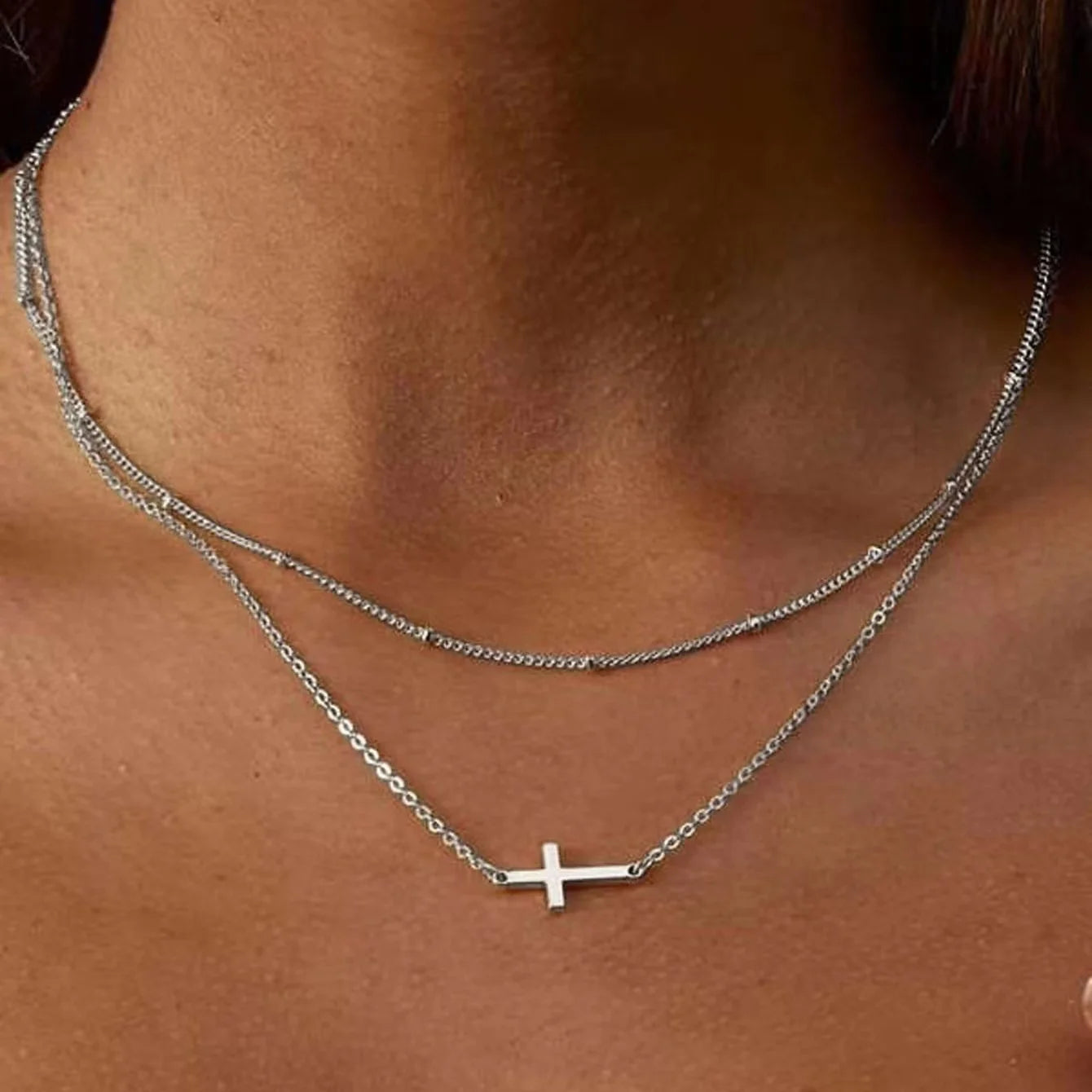 Avelyn Layered Cross Necklace