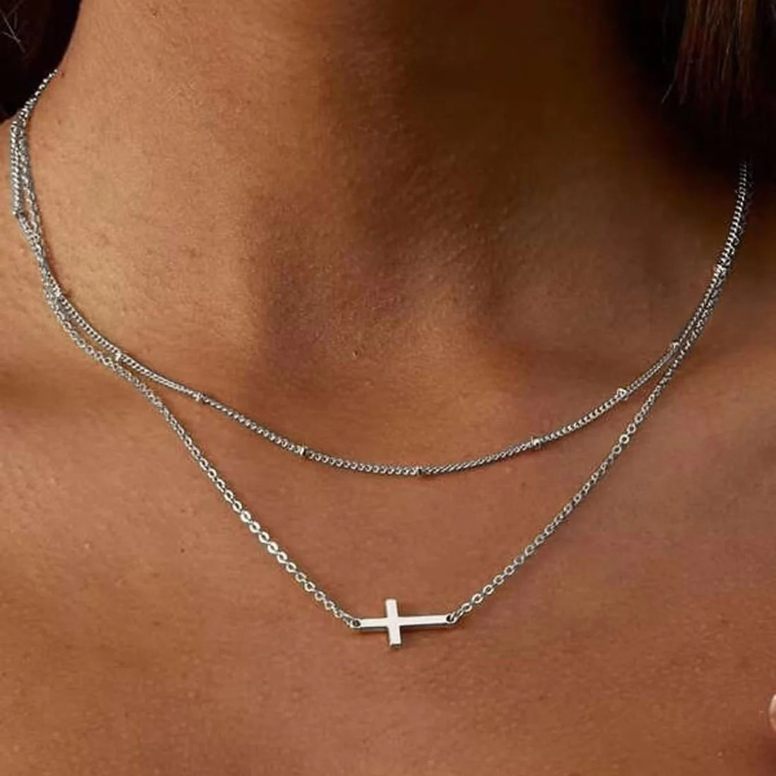 Avelyn Layered Cross Necklace
