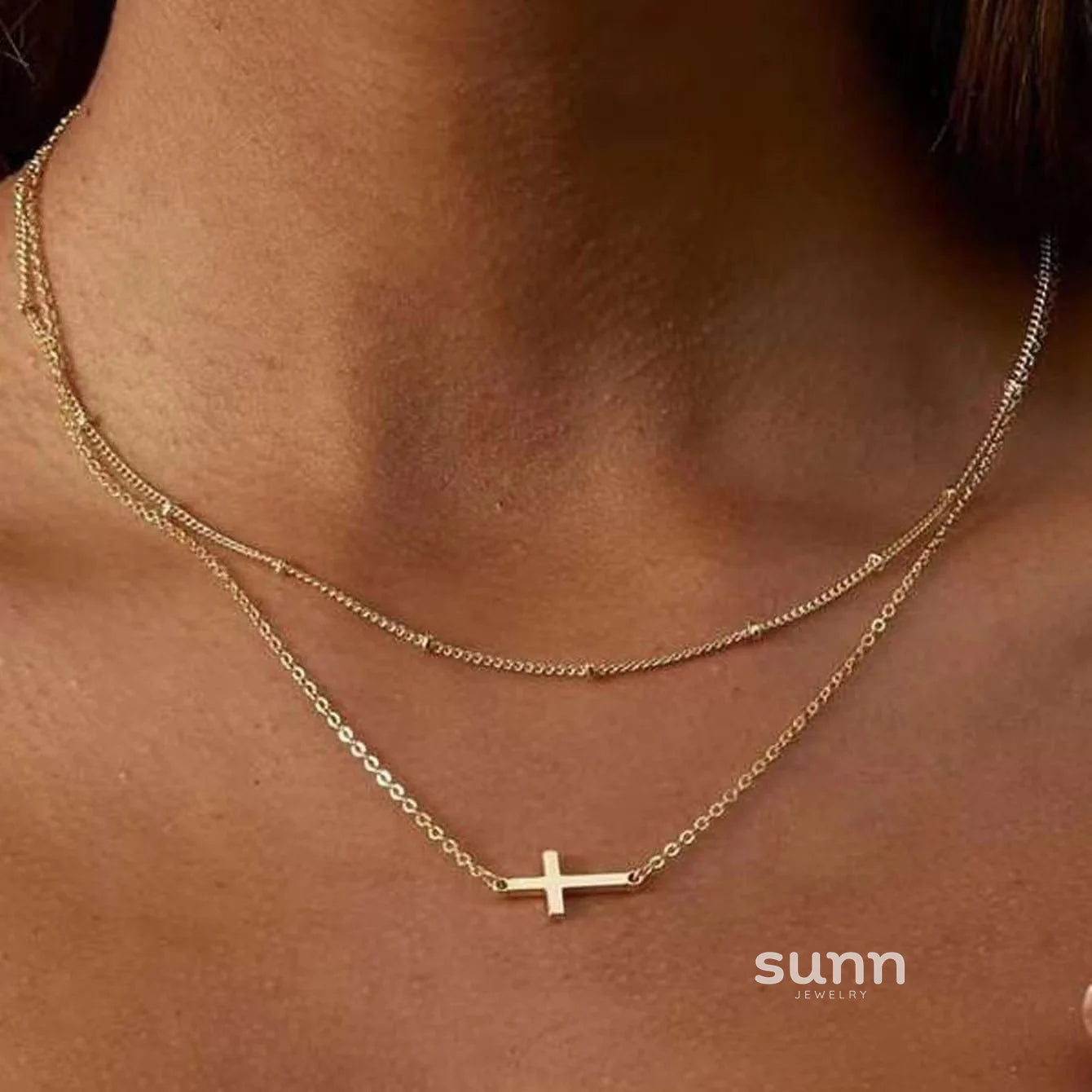 Avelyn Layered Cross Necklace